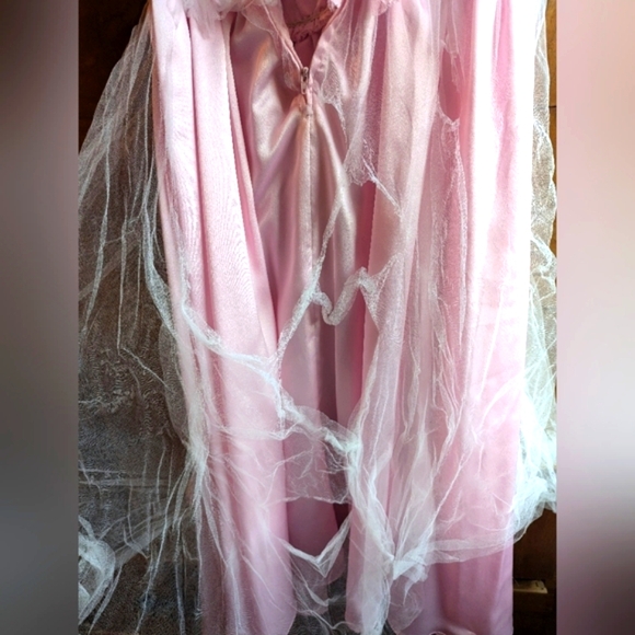 Pink Ruffled Tiered Gown with lace cardigan - Picture 8 of 8